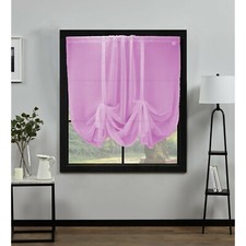 Rose Plain Voile Tie Blinds 140cm (55") Wide - Slot Top Panels - Free Postage