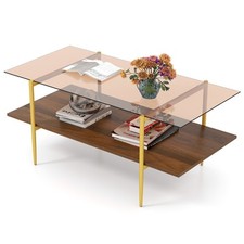 COSTWAY 2-Tier Glass Coffee