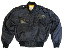 Vintage 80s-90s NANKAI Motorcycle Bomber Jacket S Black Gold Bosozoku VENTILATOR