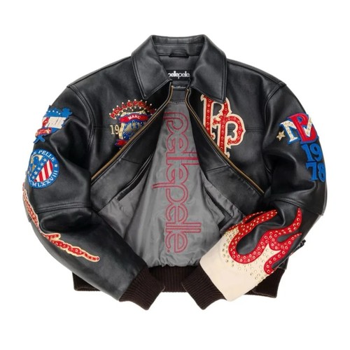 Leather black jacket - leather, with