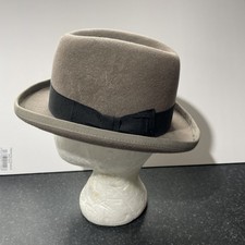 Cotswold Country Hats Handmade 100% Wool Grey Bowler Hat Size Small 55cm