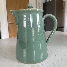 Vintage Denby Stoneware Coffee Pot Green 2PT 