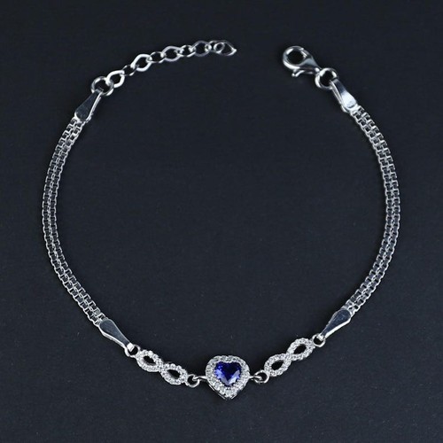 Sapphire heart cut bracelet - sapphire,