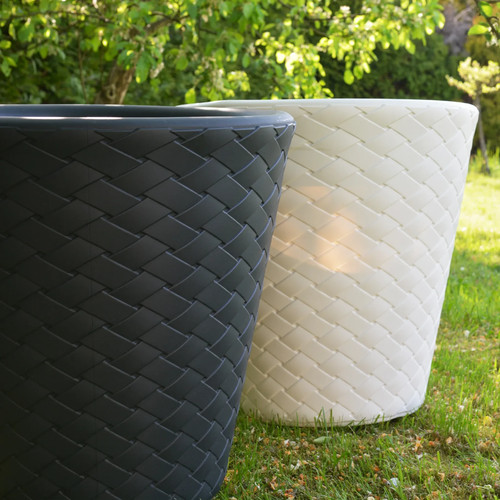 Large round planter pot - large, rattan