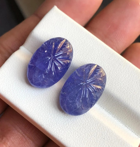 Tanzanite carving pair - tanzanite, loose