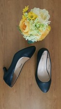 No Doubt Womens Navy Blue Leather Kitten Heel Court Shoes/Size Uk 8/Eur 41