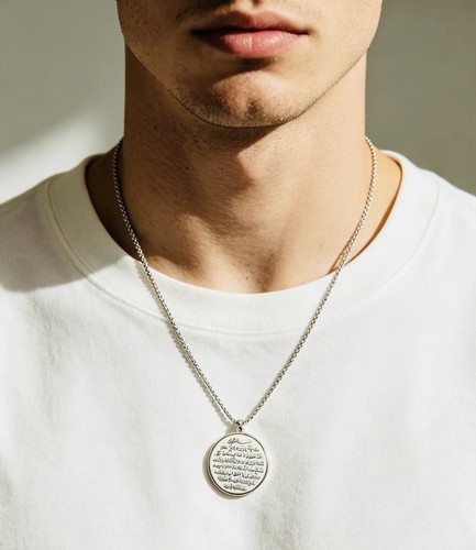 Silver islamic necklace allah - islamic,