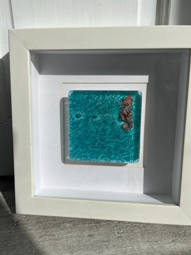 Framed fused glass coastal - fused,