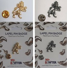 UK GB Royal Coat of Arms Lion Statant Lapel Pin Badge - In British Pewter 217/8