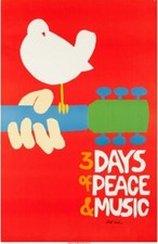 Vintage Woodstock 3 Days of Peace and Music Poster Print A3/A4