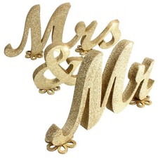  Glitter Mr & Mrs Wooden Letters Sign Wedding Present for Wedding Table