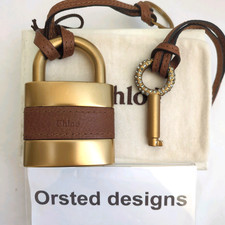 Chloe Paddington Bag Padlock & Key Only Brown Leather Hand Bag Shoulder Bag Auth
