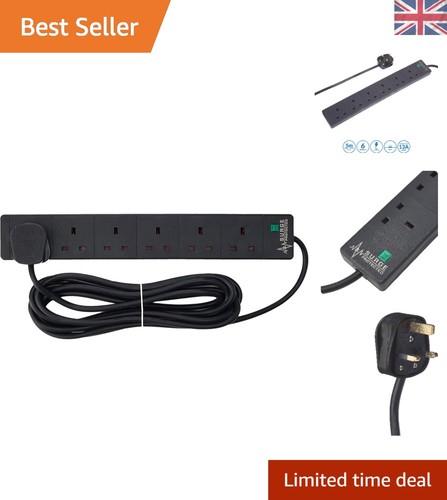 Gang extension lead black 5m - lead,