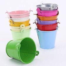 Pack of 12 Mini Miniature Favour Sweet Buckets!  Assorted Colours and Galvanised