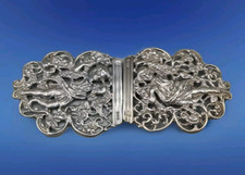Large Sterling Silver Nurses Belt Buckle Cherubs by Charles Stuart Harris 1890