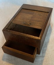 Vintage Wooden Cigarette Box With Roll Top Lid & Drawer Mechanism By Fairylite