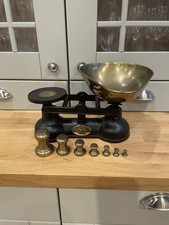 Traditional Salter Black Vintage Kitchen Scales & Brass Weights