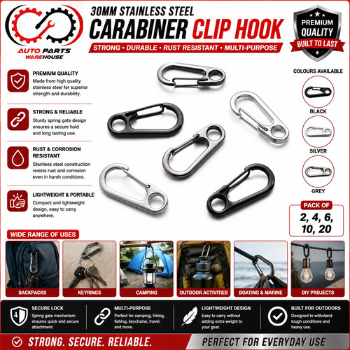 30mm stainless steel - 30mm, carabiner