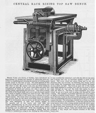 YATES & SMITH Halifax Central Rack Rising Top Saw Bench Antique Print 1884