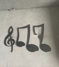 Oversize Musical Notes Shapes 30 cm Tall 3 mm Plywood Sprayed Black Wall Art