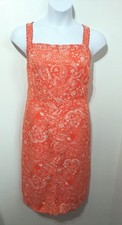 Monsoon Orange Floral Midi Dress 22 XXL Summer Beach Holiday Beaded Button Sides