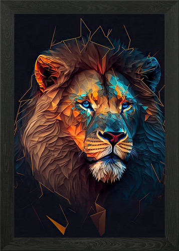 Abstract lion portrait - abstract, framed