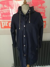 VTG RUKKA FINLAND BLUE PVC - PLASTIC HOODED SHORT RAINCOAT SEMI SHINY LABEL 38