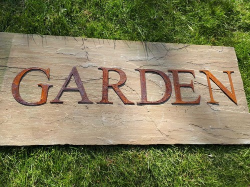 Rusty garden sign classic - 5",