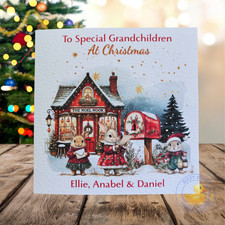 Personalised Grandchildren Great Grandchildren Christmas Card Bunny Rabbits