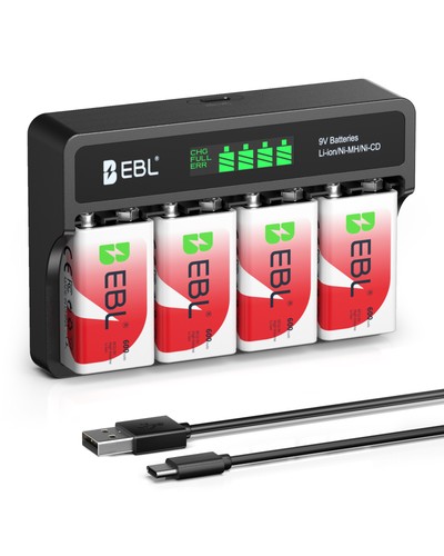 Ebl 4pcs 600mah 6f22 ion - 4pcs, li-ion