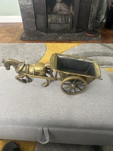 Brass horse and cart - cart, vintage