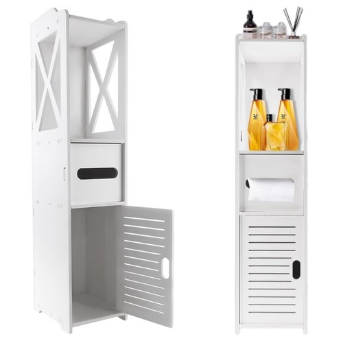 White bathroom storage - storage, cabinet