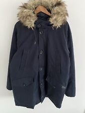 Polo Ralph Lauren Quilted Coat Size 2XL XXL Mens Navy Blue Faux-Fur Parka Button