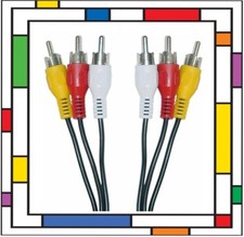 1.5m 3 RCA MALE to 3 RCA CABLE MALE PLUG AUDIO PHONO VIDEO AV DVD