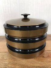Retro 1960's Mid Century Black & Gold 3 Tier Nibbles Sweets Storage Container
