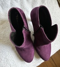 Purple suede high heeled ankle
