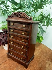 Antique Apprentice Piece Miniature Chest Drawers Or Collectors Cabinet  