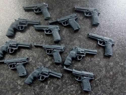 Edible fondant guns - edible, guns/pistols