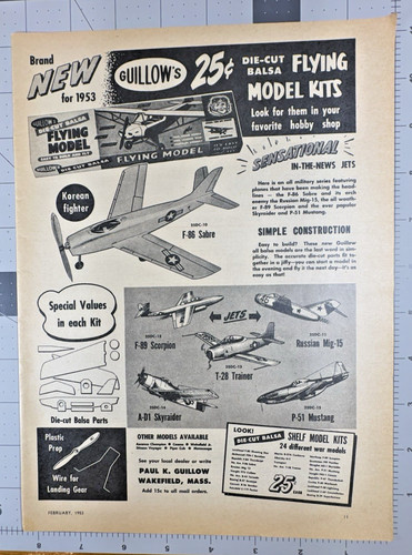 1953 guillows balsa flying - guillows,