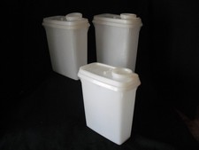 3 x Vintage Small White Lidded Tupperware  Storage Containers Tubs Pour N Store