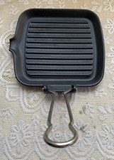 RISOLI  Cast Iron Black camping Grill pan - folding handle - 22x21cm
