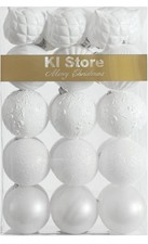 White Christmas Baubles 30pcs