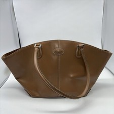 Tod’s Brown Calf Leather Medium Jar Shopping Bag Handbag 9”x17” Made In Italy