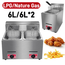 LPG Natural Gas 6/12L Single/Double Tank Gas Fryer Catering Frying Fried Chicken