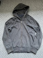 Mens Fred Perry Hoodie, Size Small, Grey, Full Zip, Pockets, Retro, (29)