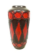Vintage Large West German Pottery Scheurich Fat Lava Red / Black / Retro 1970s
