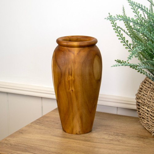 Teak root urn - urn, vase