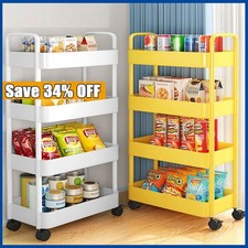 3/4 Tier Kitchen Shelf Trolley on Wheel Cart Vegetable Rack Fruit Basket Storage