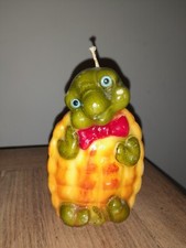 Vintage Candle Tortoise  Leadless Wick Made In Italy Glass Eyes 1970s - 80s 
