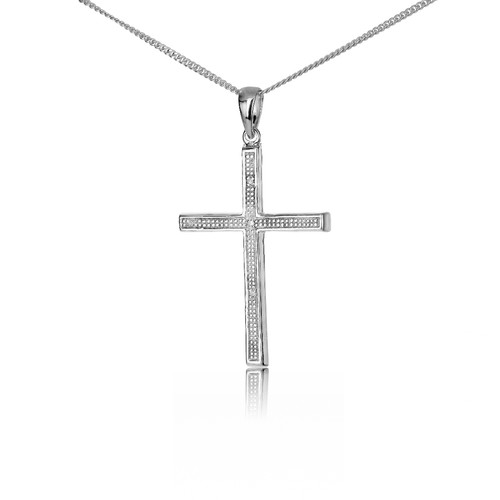 Natural diamond cross pendant - natural,